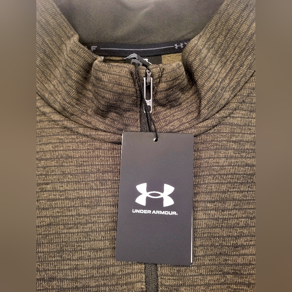 Under Armour Men's Dark Olive Quarter-Zip Shirt - Picture 2 of 8